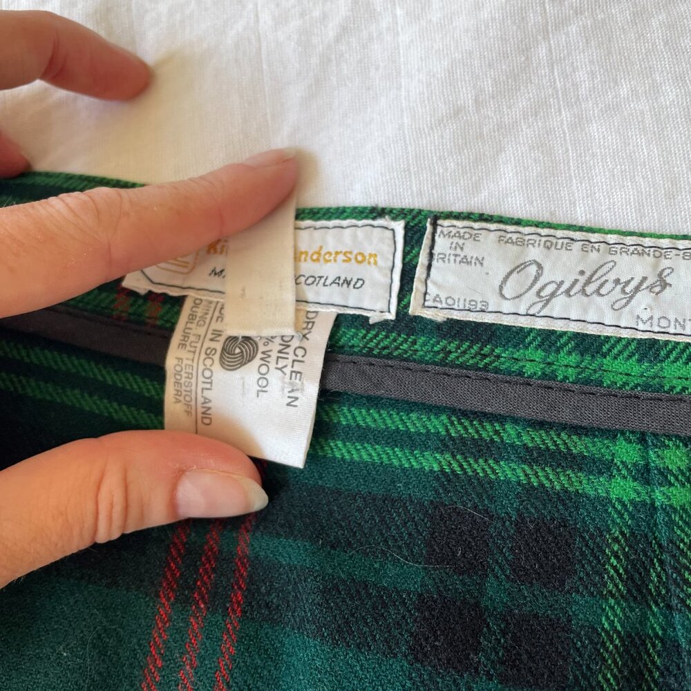Vintage Ogilvy's Green Tartan Pleated Mini Skirt - XS/S - Picture 7 of 7